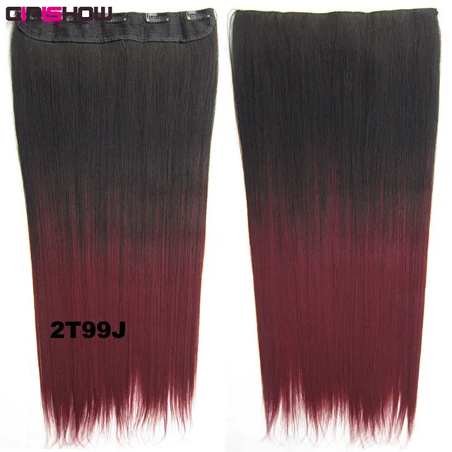 GS666 Color 2T99J 5 клипов на Dip краситель Омбре тени Синтетические прямые пряди двухцветный парик расширение, 36 цветов доступны 130 г, 60 см, 10 шт./партия - Цвет: GS666 Color 2T99J