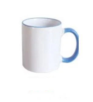 blue handle Цветная ручка керамическая чашка DIY Фото керамическая кружка DIY фото чашка Персонализированное изображение креативные подарки для влюбленных друзей семья MAZWEI - Цвет: blue handle