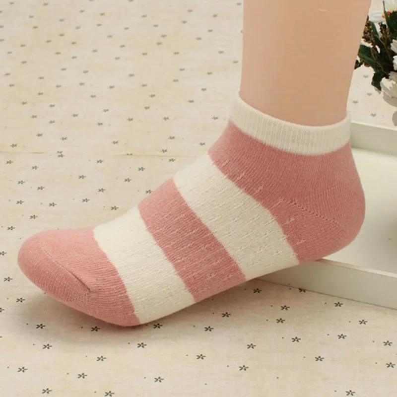 5 пар женские носки до щиколотки милые тонкие невидимые хлопковые ярких цветов