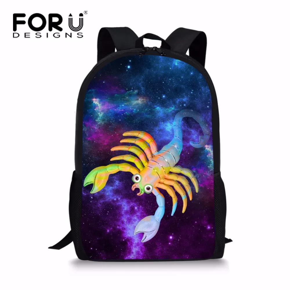 

Школьный ранец FORUDESIGNS для мальчиков, многоцветный портфель для начальной школы с изображением галактики и звезд, школьный 3D-Рюкзак с скорпи...