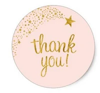 1 5inches thank you shooting star pink gold baby shower classic round sticker