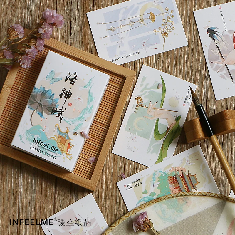 

28 Sheets/Set Ancient Mythology Luo Shen Fu Lomo Card Cartoon Mini Postcard Message Card Christmas Gifts