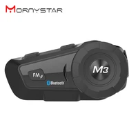 mornystar m3 plus intercom motorcycle helmet headset waterproof wireless bluetooth bt interphone fm radio stereo music