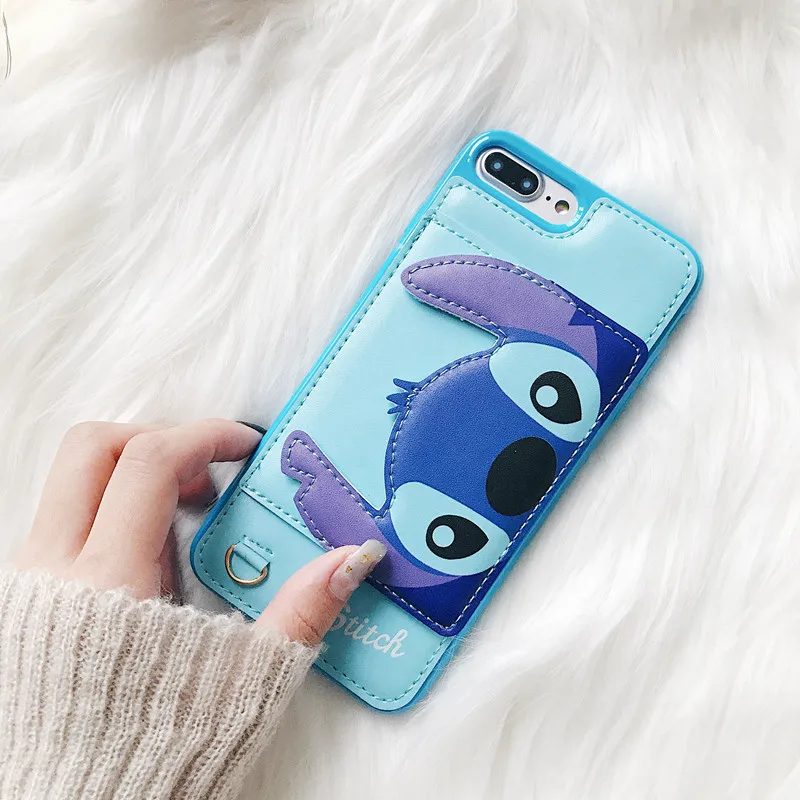 Steve Чехол с милым Микки мини Стич пухом медведем для Iphone 7, 8 Plus, 6, 6 S Plus, слот для карт, 3D чехол для телефона, чехол для Iphone X, XR, XS Max - Цвет: Steve