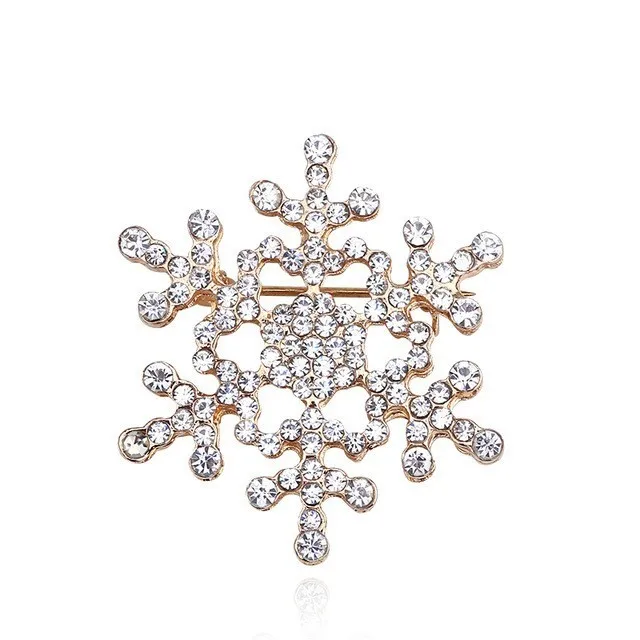 gold snowflake Модные стразы, пчела, черепаха, ящерица, медведь, корона, музыкальные ноты, броши в виде гитары, булавки, ювелирные изделия для женщин, рождественские подарки, броши - Окраска металла: gold snowflake