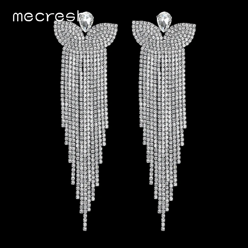 Mecresh преувеличенные длинные висячие серьги в форме бабочки кристалл большая