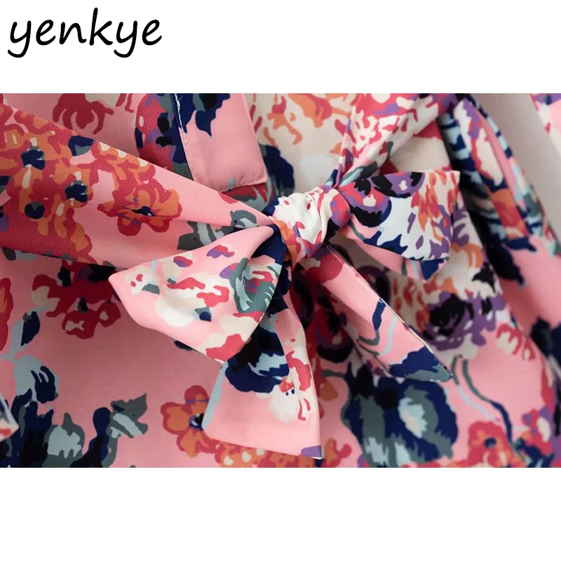 2019 женское платье-рубашка с цветочным принтом платье длинным рукавом и отложным