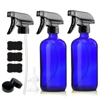 2pcs 500ml empty blue glass spray bottle with mist stream trigger sprayer for essential oils cleaning product 16 oz refillable