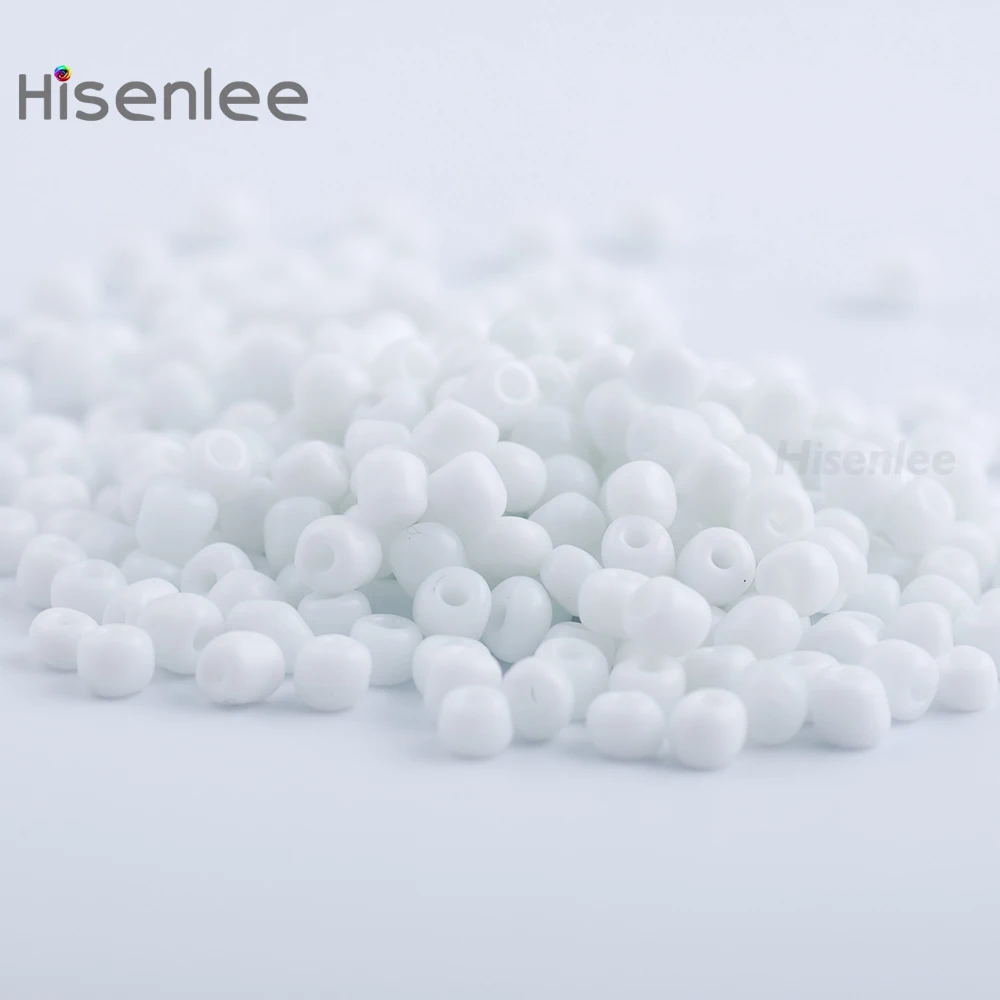 Hisenlee 4MM 50g (about 500pcs) White Czech Glass Seed Spacer Beads Austria Round Ceramic Texture Never Fade For Kid DIY | Украшения и