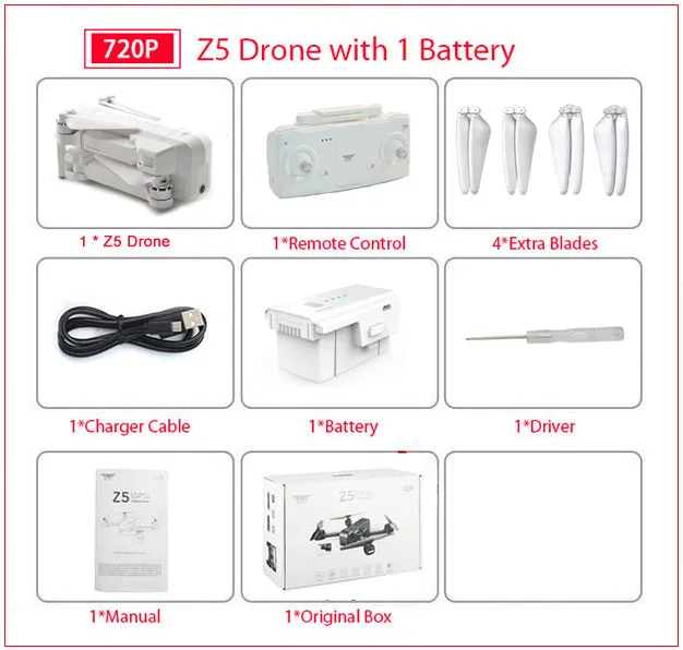 720P 1 Battery Box SJRC Z5 RC Дрон Профессиональный gps RTF 5G WiFi FPV 1080P камера с gps режим следования за мной RC Квадрокоптер vs XS809 B5W JJPRO X5 F11 - Цвет: 720P 1 Battery Box