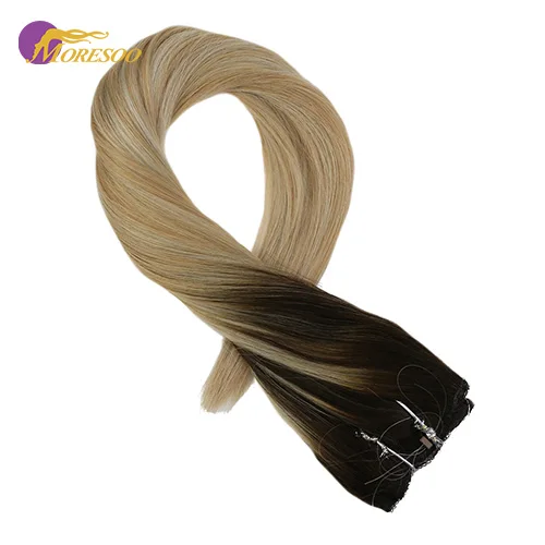 Moresoo Flip In Real Remy человеческие волосы для наращивания леска Halo невидимый скрытый секретный вино - Цвет: 2-27-613