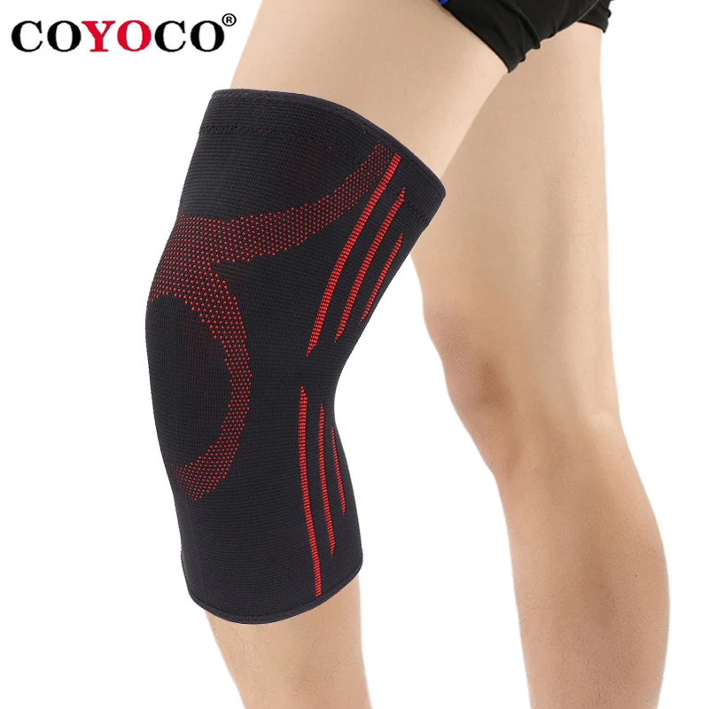 

COYOCO 1 Pcs Knee Brace Support Warm for Running Arthritis Meniscus Tear Sports Joint Pain Relief and Injury Recovery Black Red