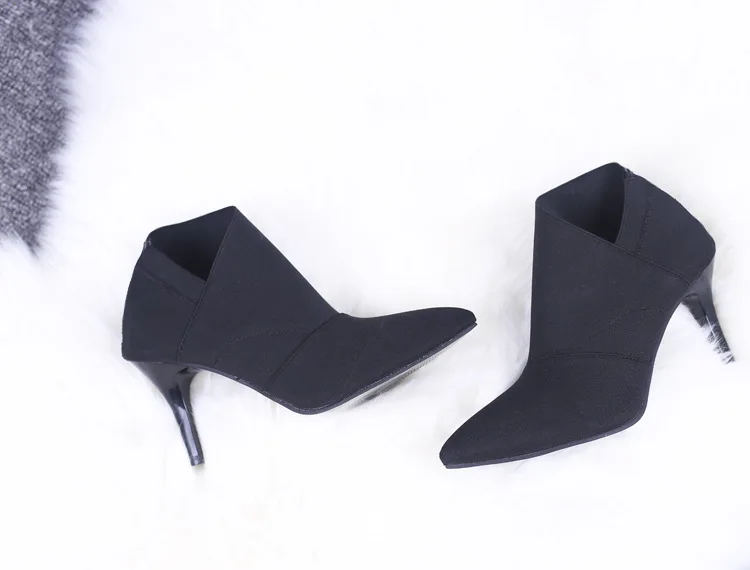 Hot Sale Europe And America Pointed Toe High-Heeled Women's Boots Autumn Winter Fitted Women Female Single Shoes | Обувь