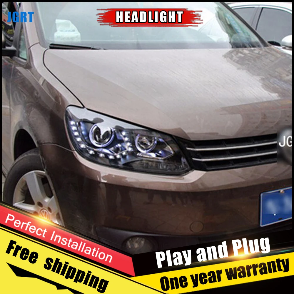 2 шт. автомобильный стиль светодиодный фары для VW Touran 2011- для Touran Головной фонарь светодиодный DRL Объектив двойной луч H7 HID Xenon bi xenon объектив