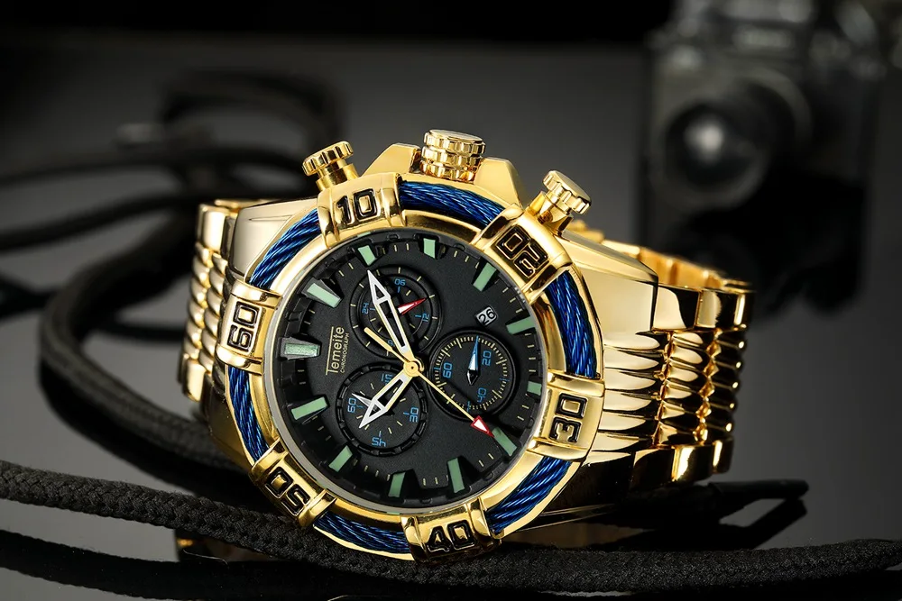 Brand Super Big Dial Men's Watches Blue Face Watch Casual Luxury Brand Men Quartz Wristwatch whatch Male Heavy Full Steel Clock