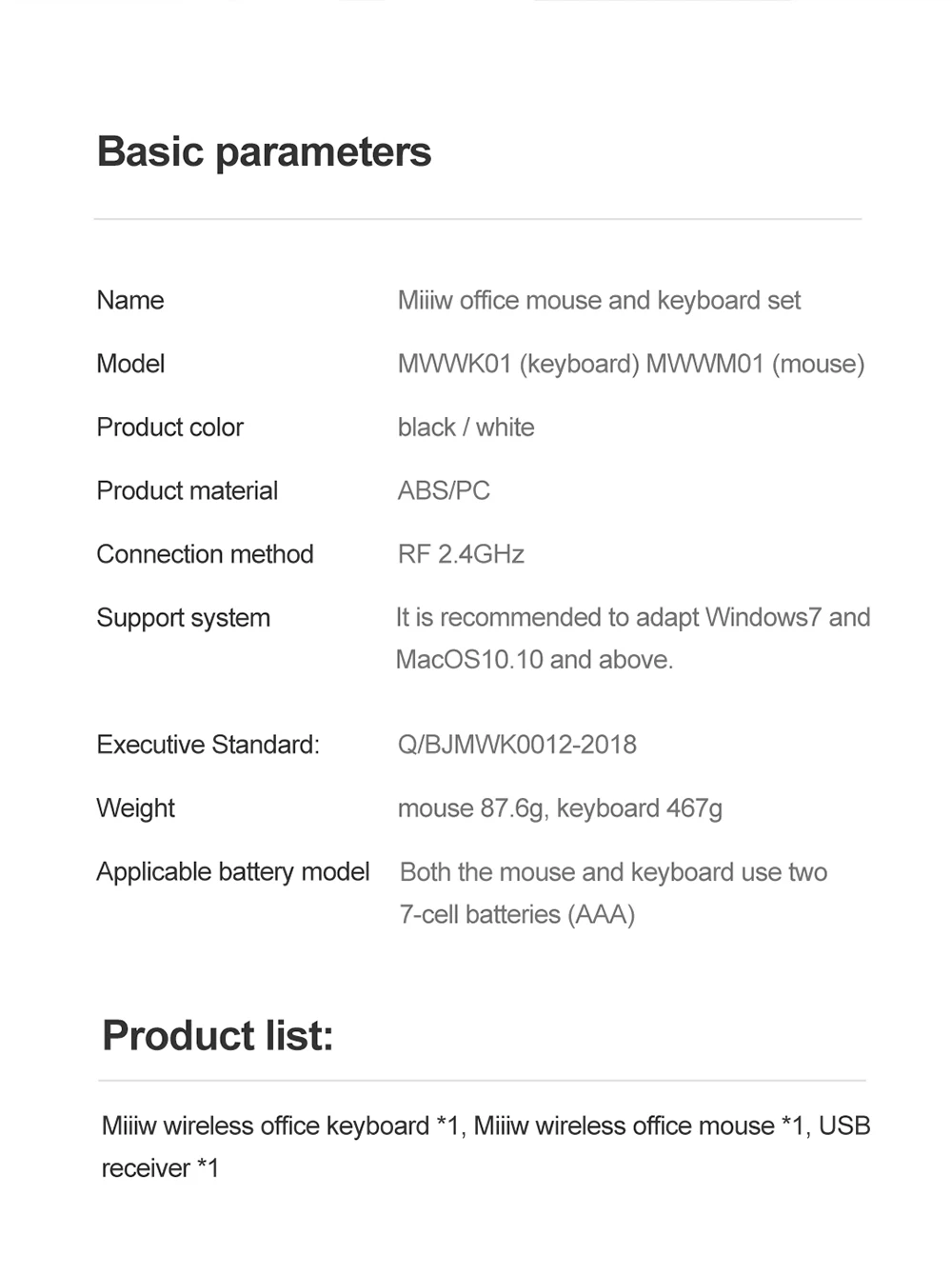 Xiaomi Miiiw, беспроводная офисная мышь, клавиатура, набор, RF 2,4G, 1000 точек/дюйм, компьютерная мышь для ноутбука, клавиатура для MAC, офисные принадлежности