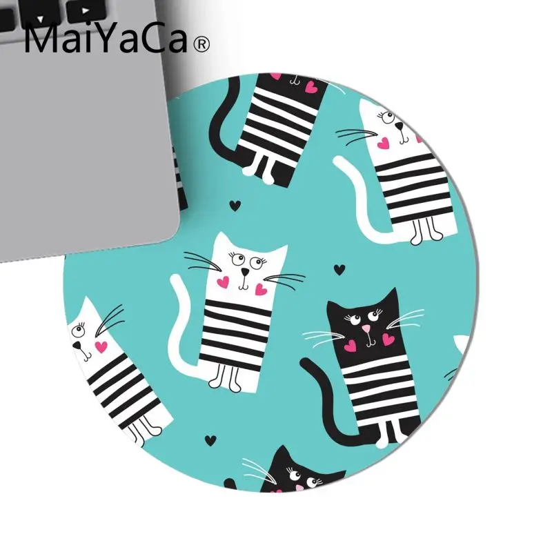 22X22 CM MaiYaCa Новые кошки черный и белый ноутбук круглый игровой коврик для мыши клавиатуры коврик геймерский игровой коврик для мыши круглый Настольный коврик muismat - Цвет: 22X22 CM