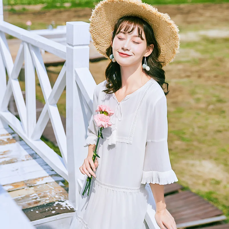 Женское платье с круглым вырезом SEMIR синее Повседневное трикотажное рукавом до