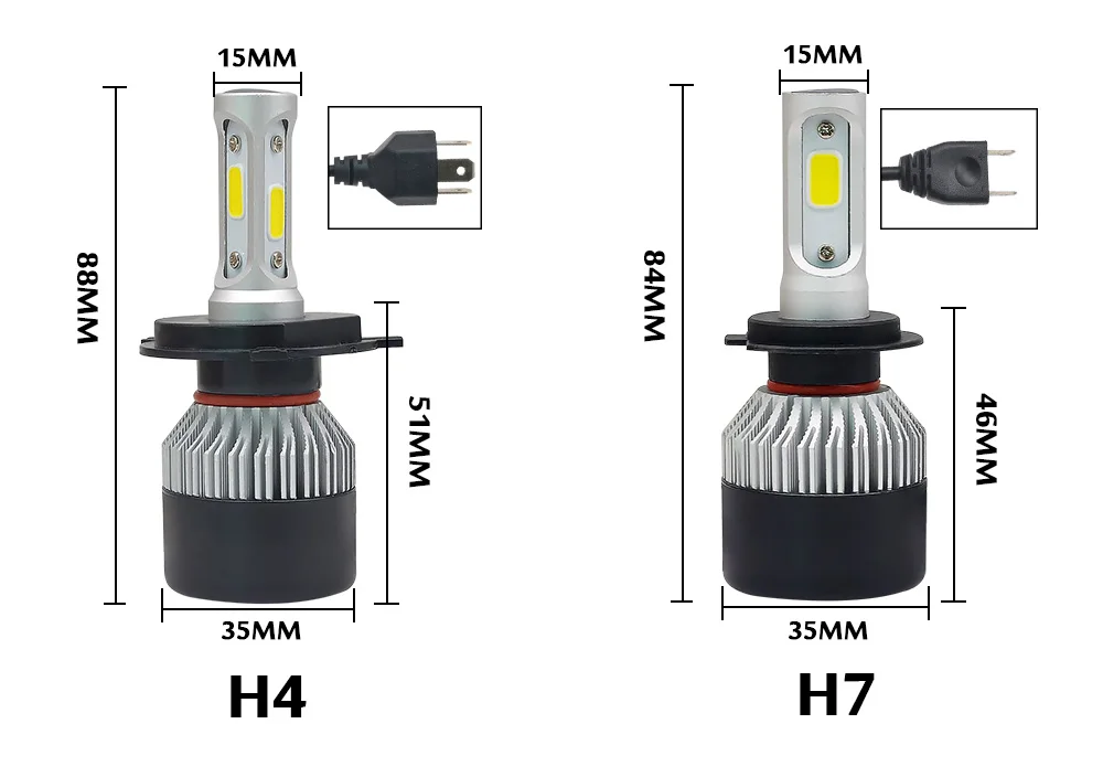 2 шт. H7 Led H4 H1 H3 H11 H8 H9 9005 HB3 9006 HB4 автомобилей головной светильник Авто Передние противотуманные фары светильник автомобильная лампа 72 Вт 8000lm 6500k