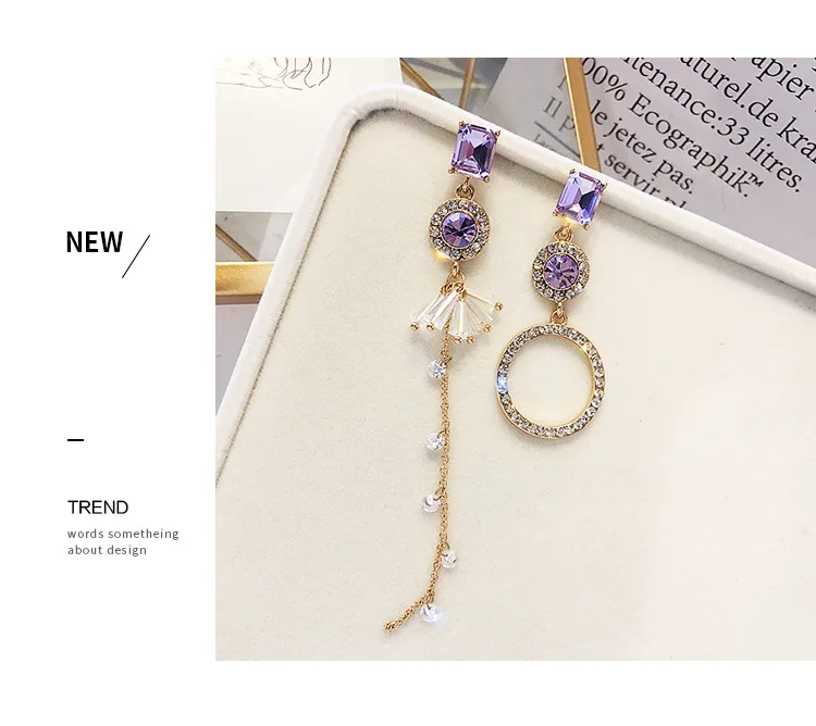 Оптовая продажа новинка 925 асимметричные женские серьги с кристаллами от Swarovski