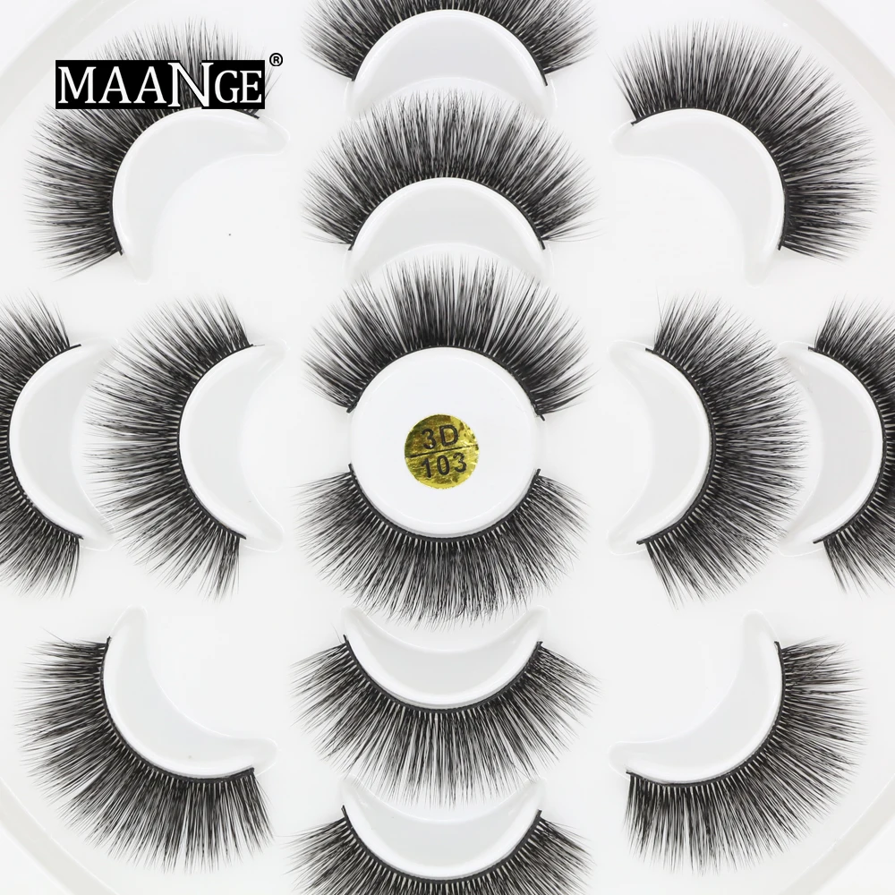MAANGE, новинка, 7 пар, натуральные накладные Искусственные ресницы, длинный макияж, 5D, норковые ресницы, макияж, удлинение, норковые ресницы для красоты - Длина: 3D103