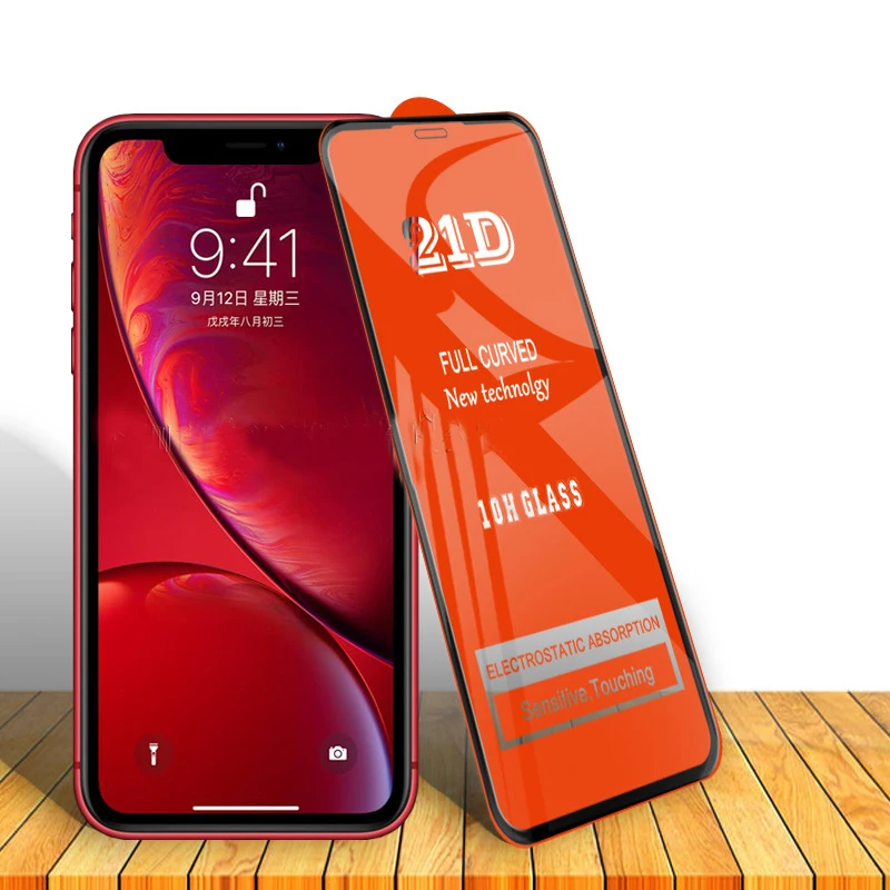 50 шт. 21D полный клей покрытие из закаленного стекла для iPhone 11 Pro Max XS XR X 8 7 6 6S Plus Закаленное Защитная пленка для экрана