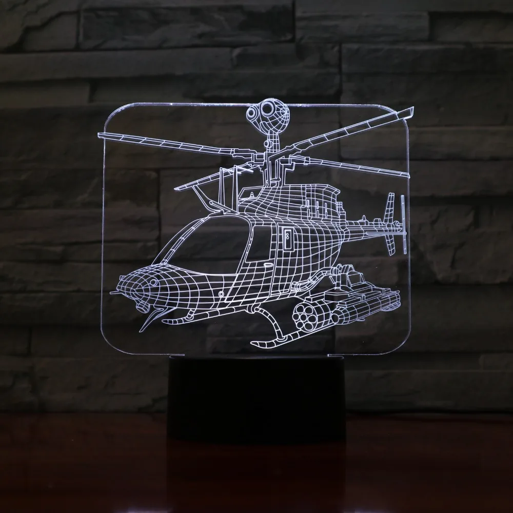 Вертолет 7 цветов Изменение Ночная Атмосфера свет 3D настроение Touch лампа домашнего декора Дети Подарочные 3D-1143