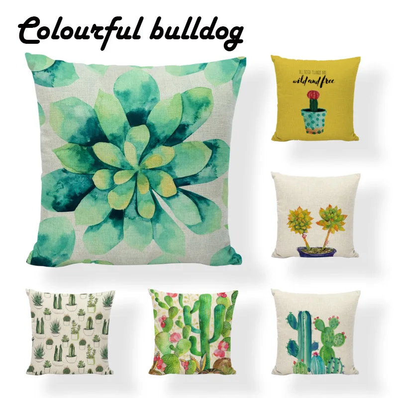 Фото тропический лист зеленый Подушка кактус подушки Чехол кактусы суккуленты