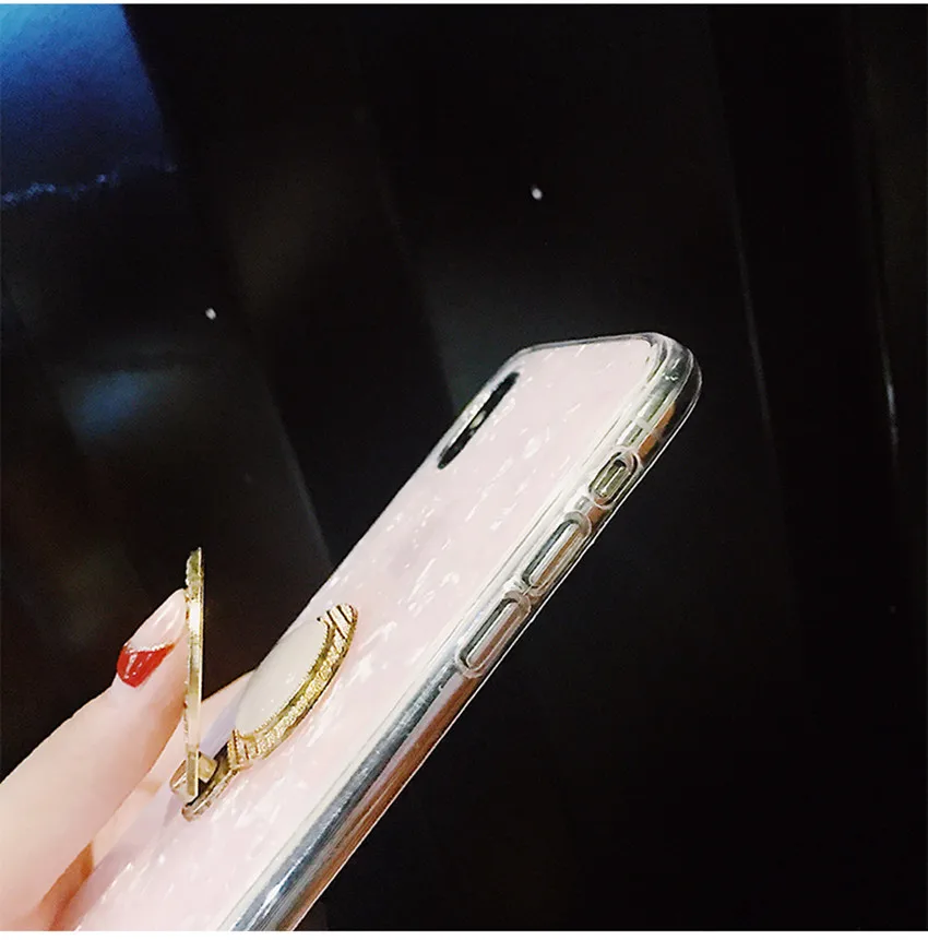 Чехол-держатель с кольцом XSMYiss из фольги блестками для iPhone 8 7 6 6S Plus X модный