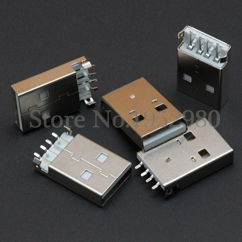 Разъем USB 2 0 10 шт. штекер AM 180 градусов с контактным контактом офсетная белая