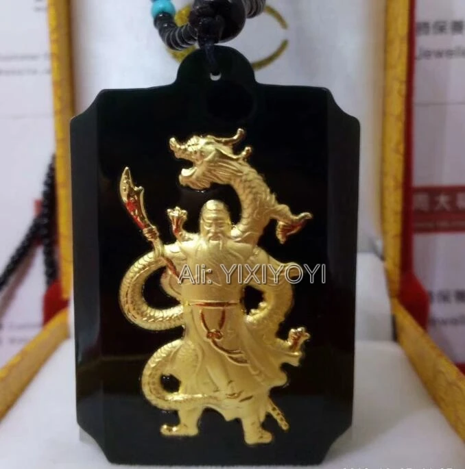 Красивый натуральный черный зеленый нефритовый нефрит + 18 К золотой