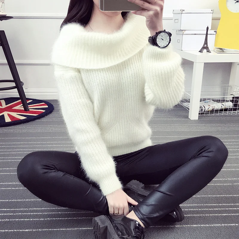 Autumn and winter short design turtleneck sweater thickening female pullover loose plus size slit neckline outerwear | Женская одежда
