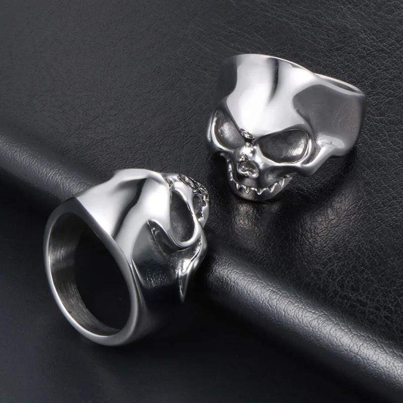 Моторный Байкер Lucky Skull кольцо 316L из нержавеющей стали для мужчин мальчиков