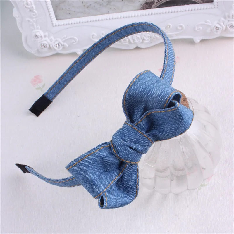 1 шт. Женская повязка на голову для девочек джинсовая с бантом модные детские