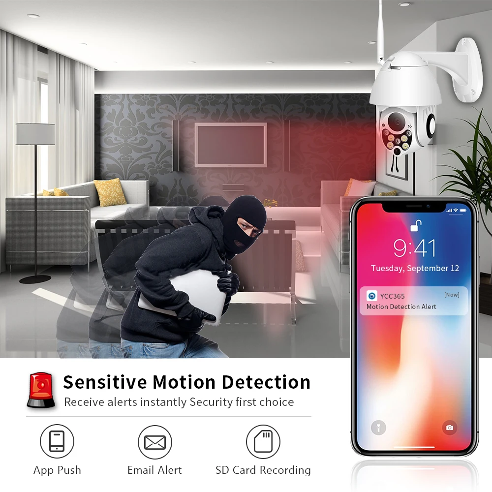 Hamrotte 1080P Wifi камера 4X цифровой зум Мини PTZ водонепроницаемая наружная IP
