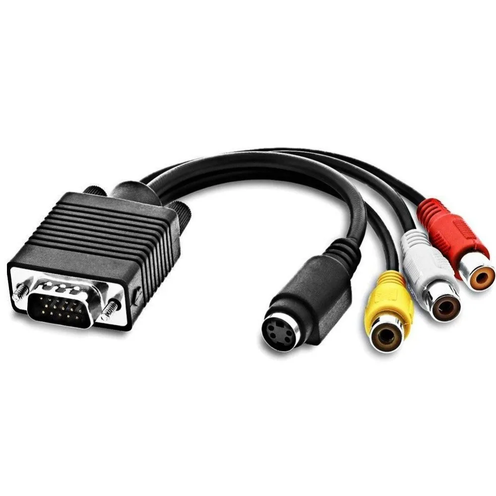 Переходник VGA папа S видео 3 RCA мама композитный AV ТВ адаптер преобразователь