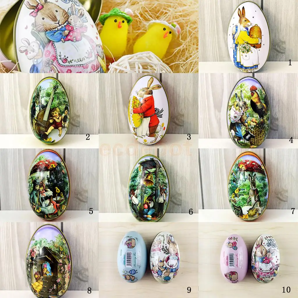 10 типов пасхальных яиц винтажный кролик жестяные коробки нарисованная корзина