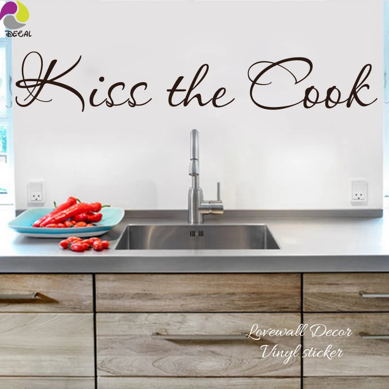 Kiss The Cook кухонная Цитата Настенная Наклейка Cuision хлебобулочная столовая легкое