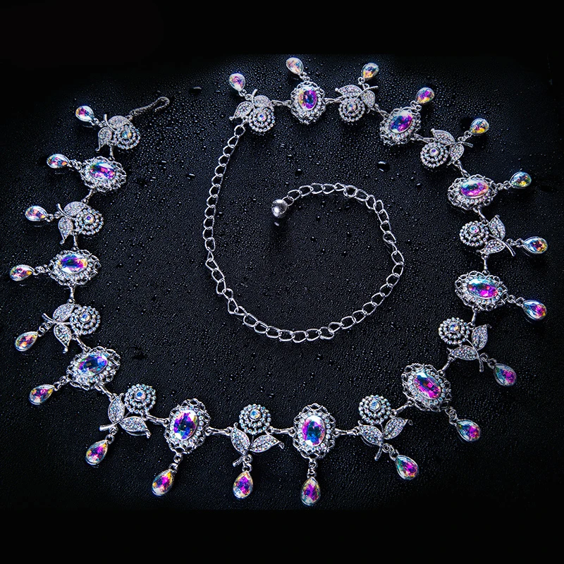 Новый костюм для танца живота ювелирных изделий с украшением в виде кристаллов