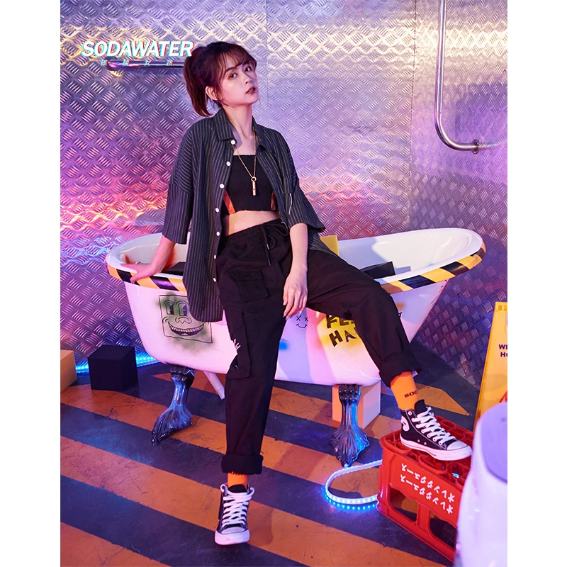 Женская Повседневная рубашка SODAWATER в полоску с короткими рукавами большие