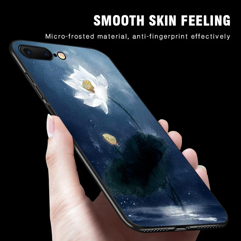 IIOZO 3D Рельефный цветочный чехол для телефона iPhone 8 7 6 6s Plus Lotus Rose Цветочный мягкие