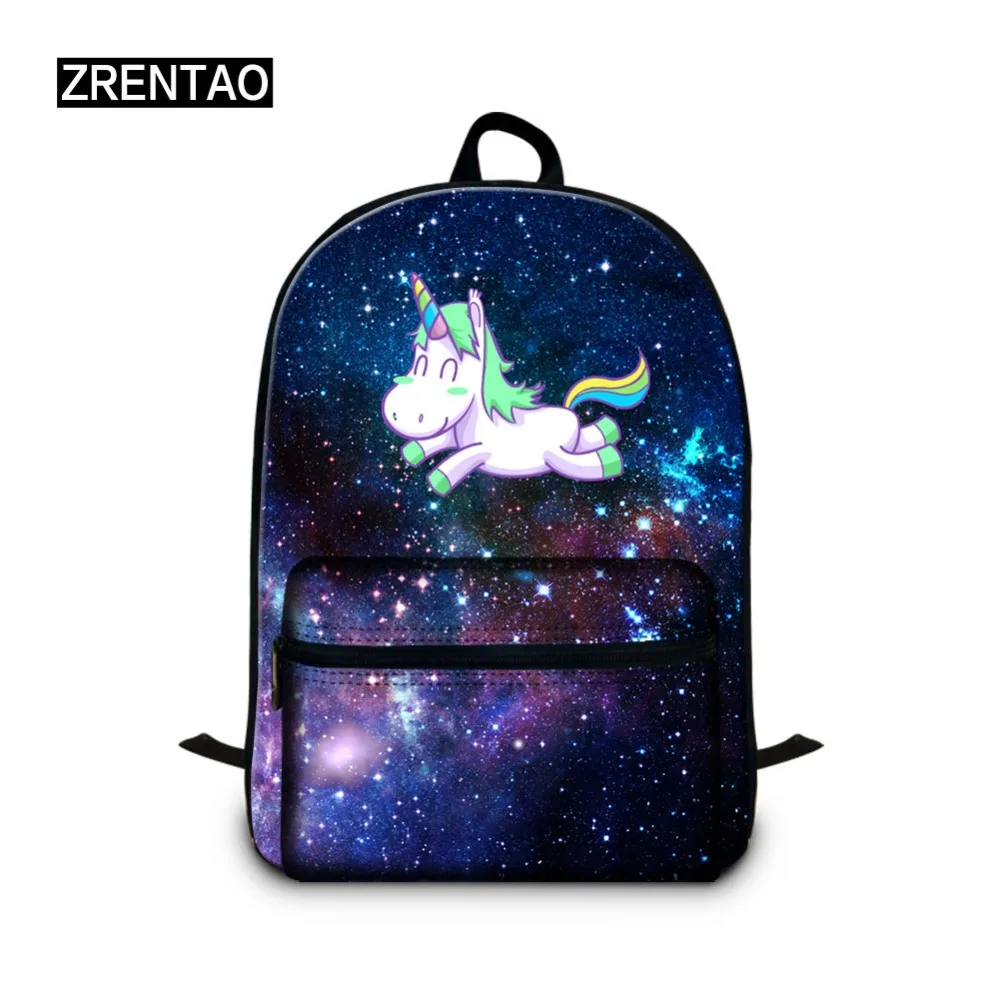 

ZRENTAO tees boys school bag cotton mochilas cartoon animal laptop bag 3D unicorn printed backpack girls bookbags travel bags