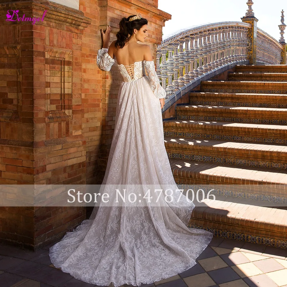 Detmgel сексуальные аппликации со съемным шлейфом кружевные свадебные платья