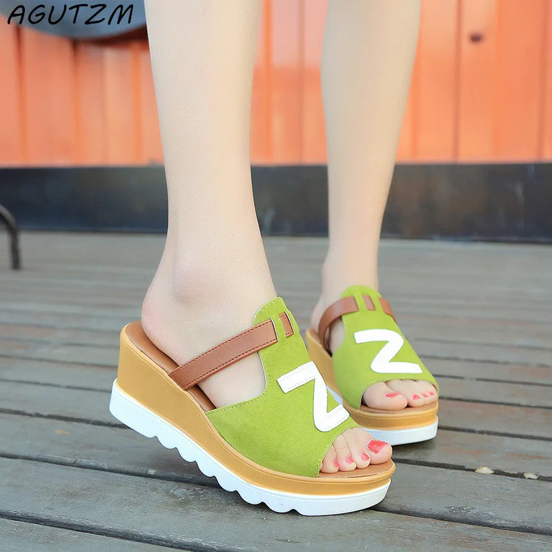 2019 summer women mules clogs wedge Flock sandals handmade artifical pearl slippers jelly color casual beach High heel | Обувь