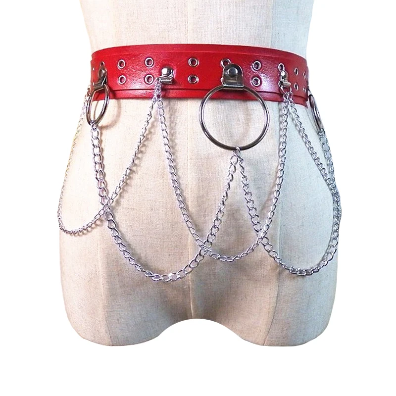 Новинка, женские ремни из искусственной кожи с кисточками и цепочкой, в стиле панк, крутые Серебристые ремни с цепочкой на талию, подвязки, регулируемые ремни на подтяжках