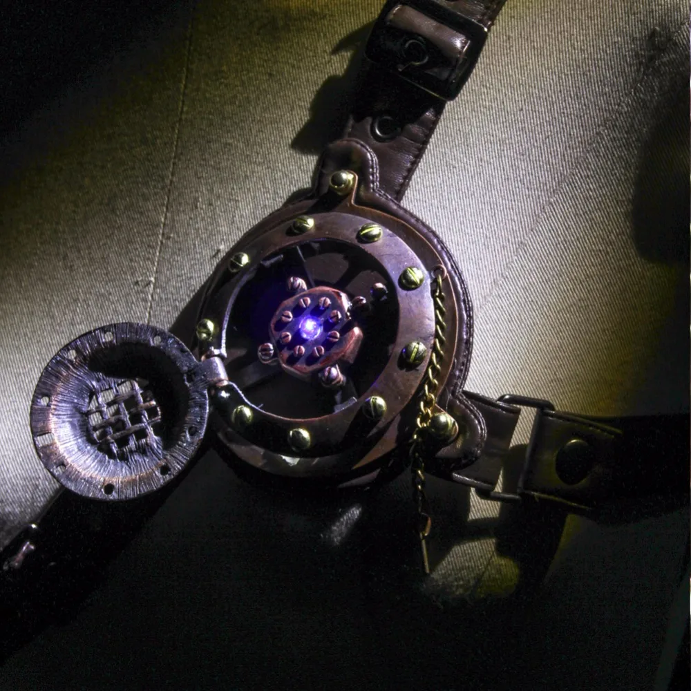 GearDuke Готический винтажный коричневый сексуальный нагрудный ремень из искусственной кожи ремень аксессуар с светодиодный светильник Стимпанк Викторианский нагрудный ремень