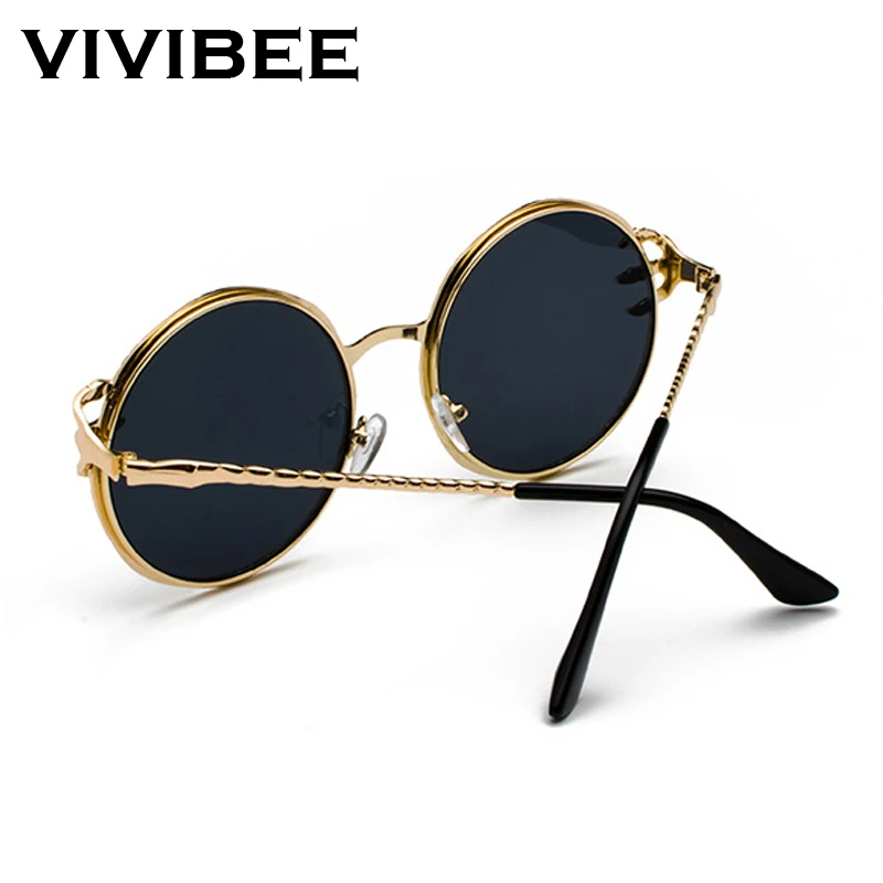 Женские солнцезащитные очки VIVIBEE круглые готические в стиле ретро с черепом и