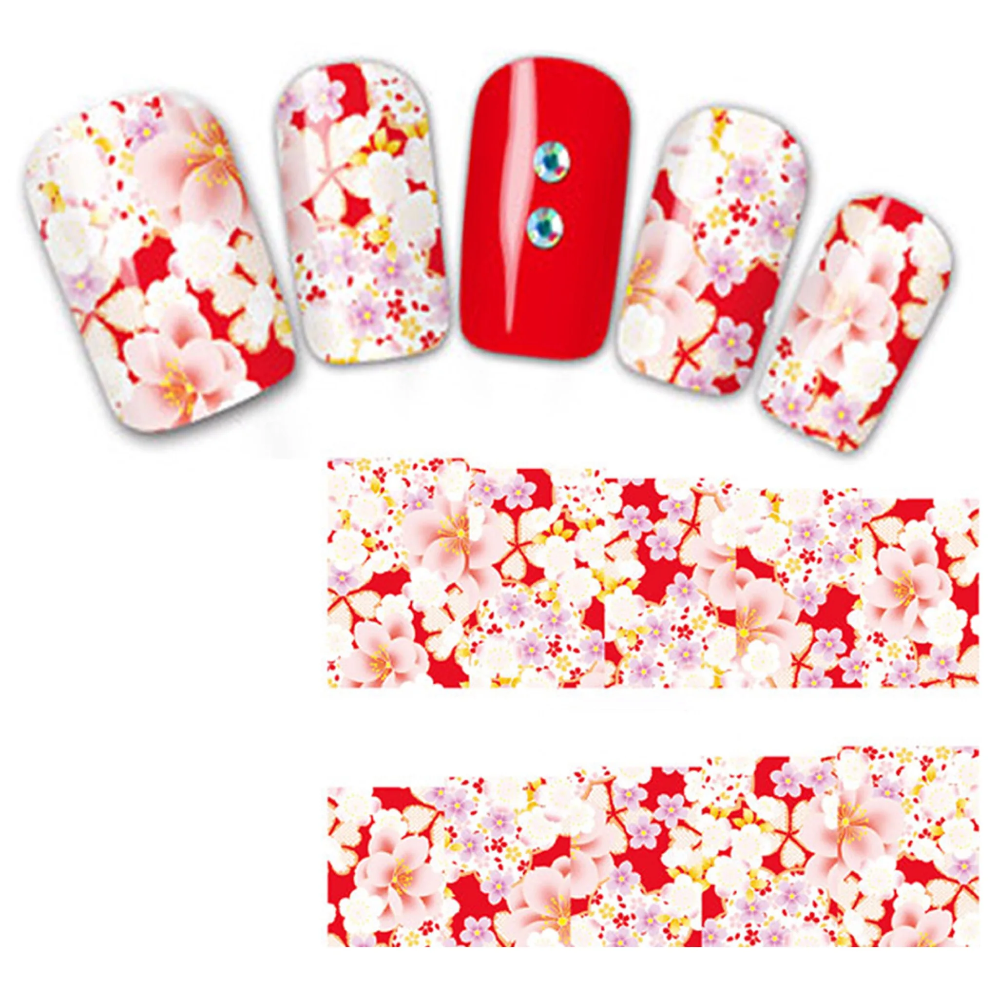 Переводные наклейки для ногтей с цветами вишни 24 шт.|manicure decoration|water nail decalsnail art