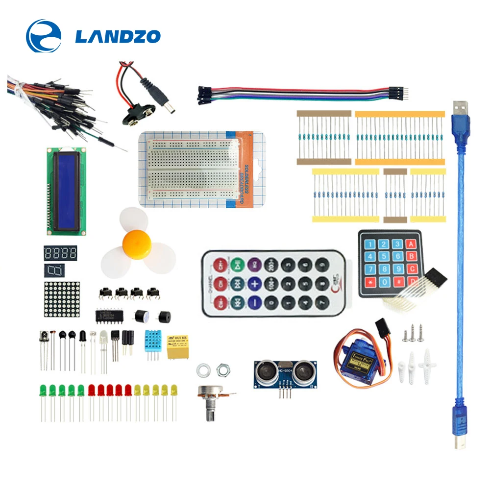UNO R3 стартовый набор Обучающий обновленная версия 9G сервер/датчик/1602 LCD/перемычка