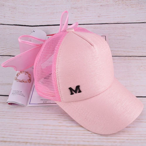 Snapback, с большим бантом, сетчатая Женская бейсбольная кепка, M mark, розовая сетчатая шляпа с бантом, летняя женская кепка, s, брендовая, для взрослых, козырек, женские солнцезащитные шапки